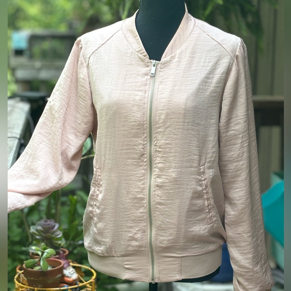 Jules & Leopold Satin Fabric Blush Zip Jacket